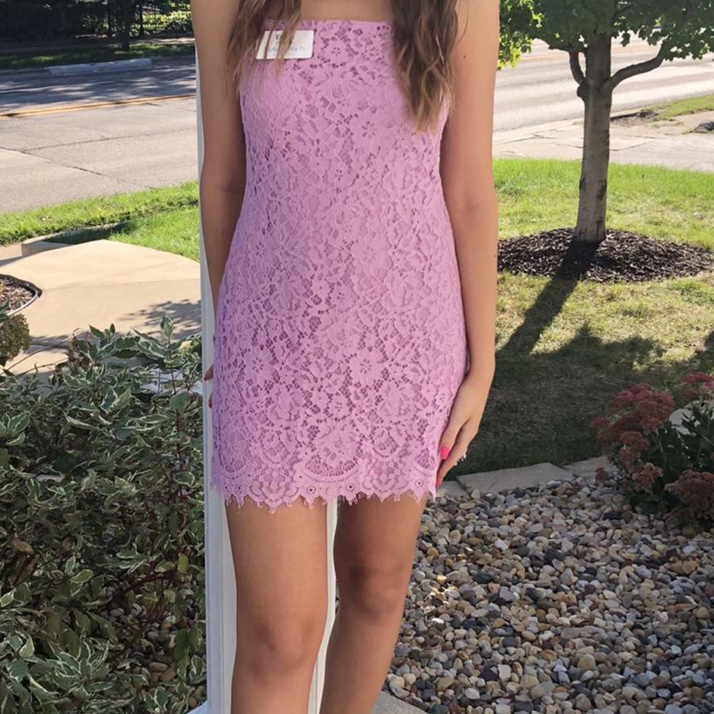 Lavender Lace Strapless Dress